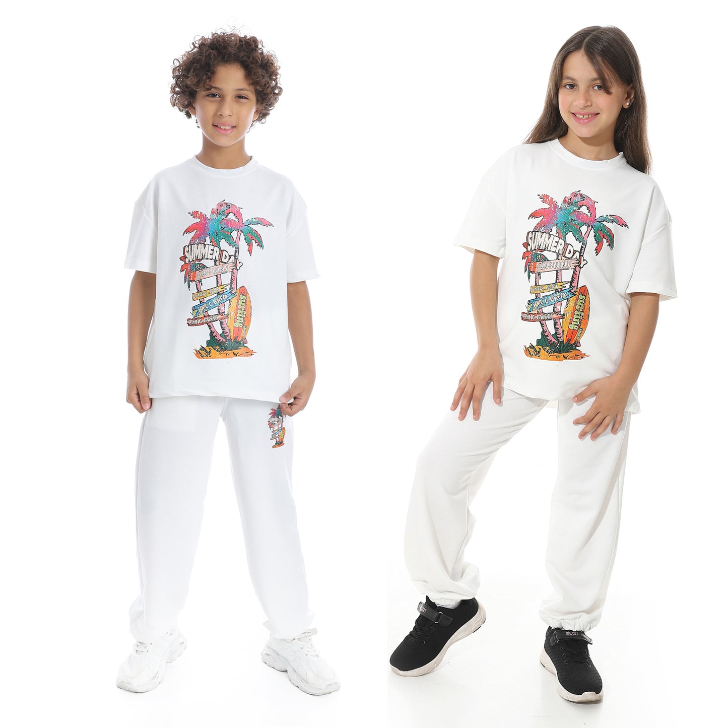 Front-Printed Pajama Set with Pants for Teenagers