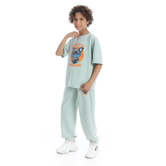 Half Sleeves Printed Dog Pajama Set for Kids