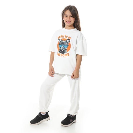 Half Sleeves Printed Dog Pajama Set for Kids
