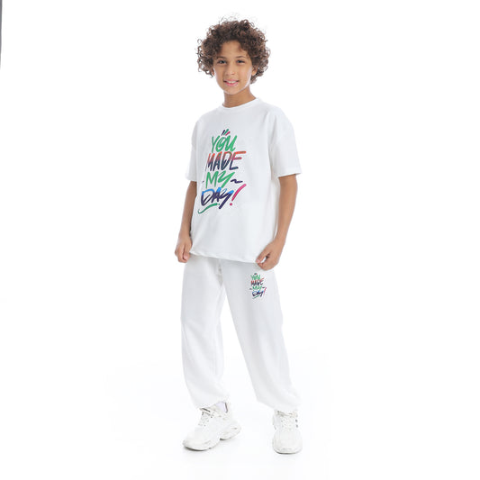 "You Made My Day" Printed Pajama Set for Teenagers