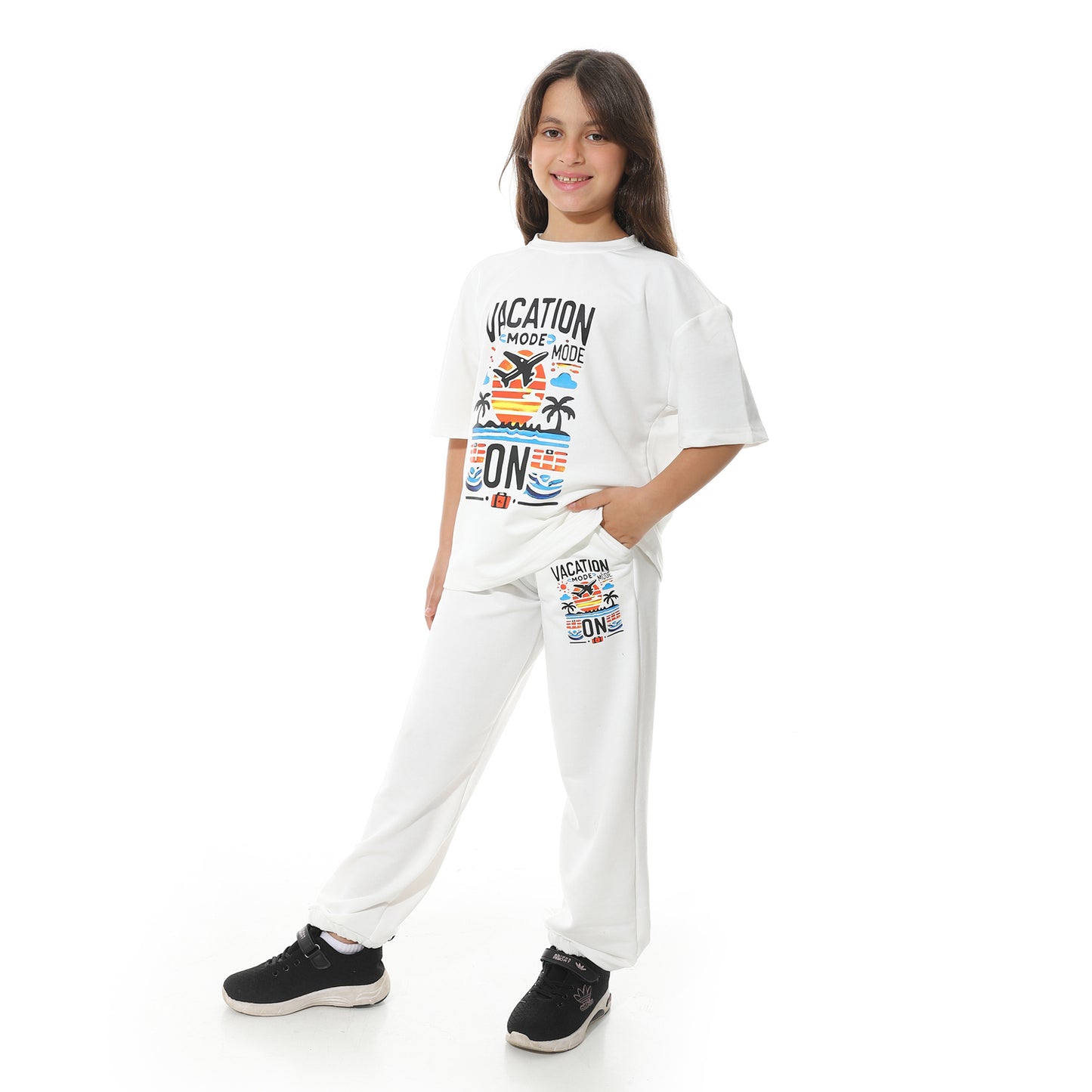 "Vacation On" Printed Pajama Set for Kids