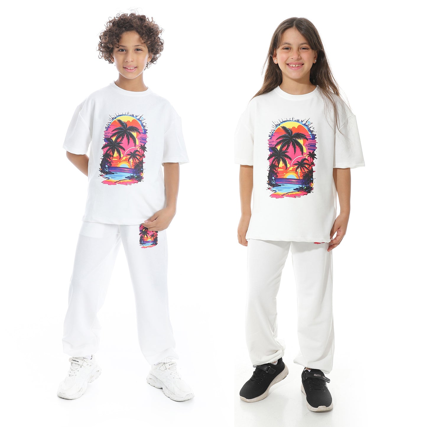 Palm Trees Printed Pajama Set for Kids