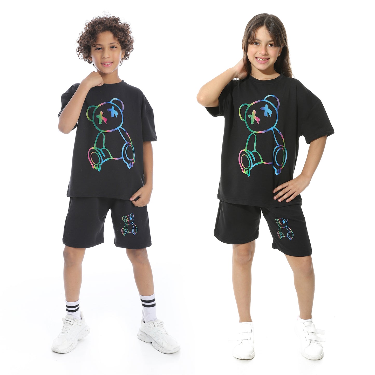 Bear Printed Pajama Set with Short for Teenagers