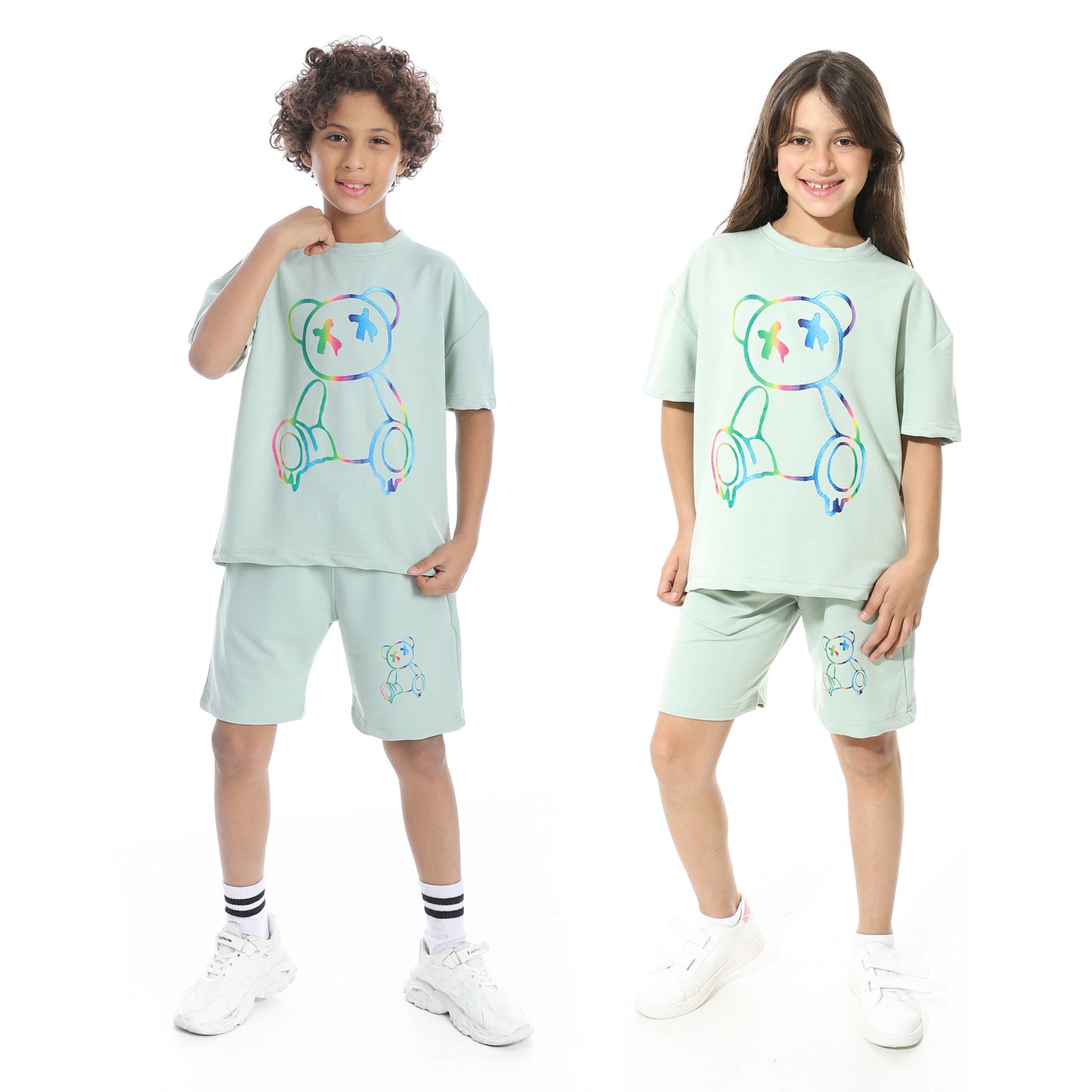 Bear Printed Pajama Set with Short for Teenagers