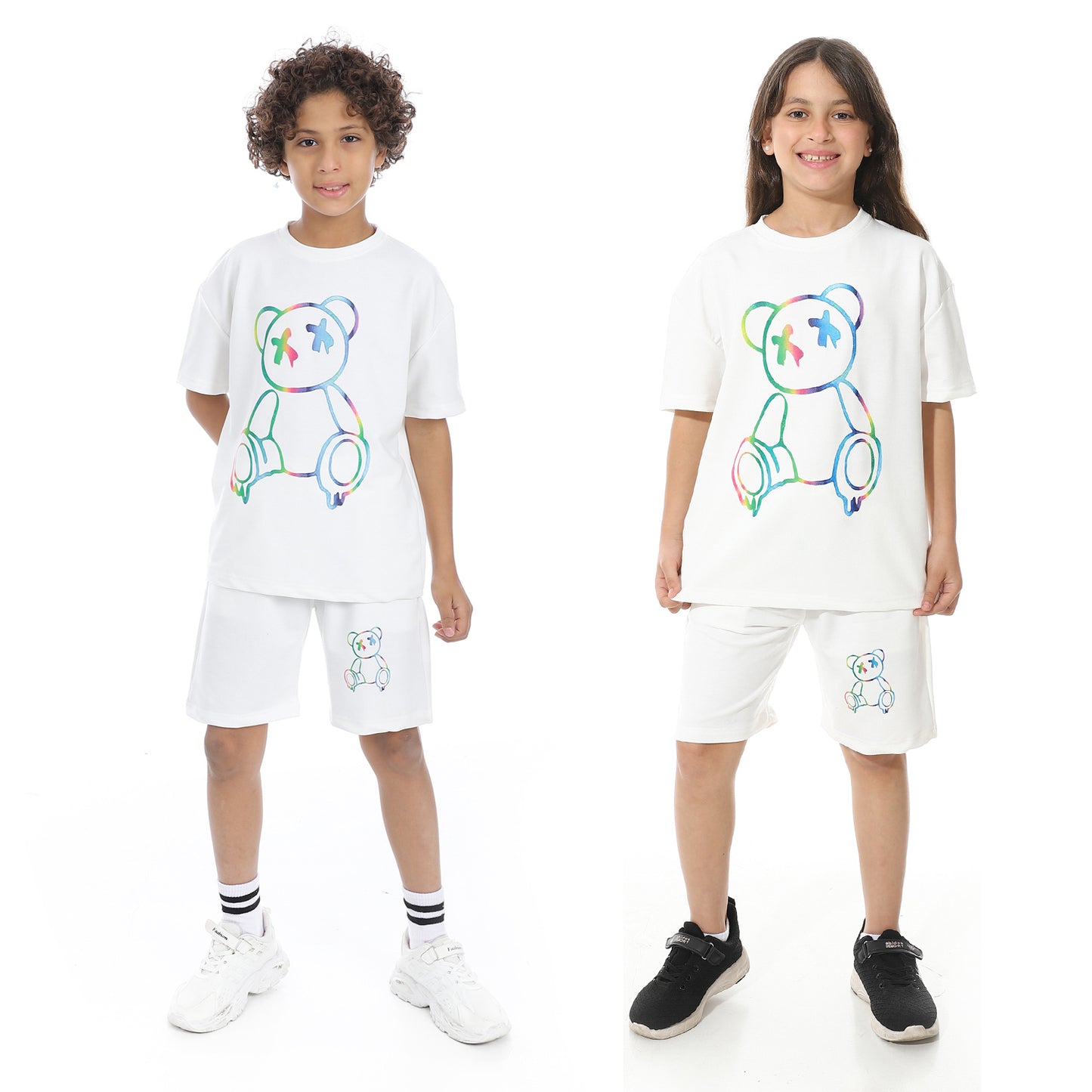 Bear Printed Pajama Set with Short for Teenagers