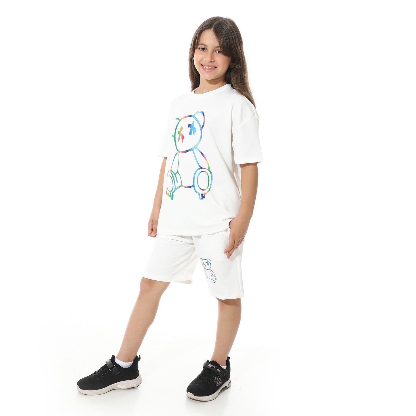 Bear Printed Pajama Set with Short for Teenagers