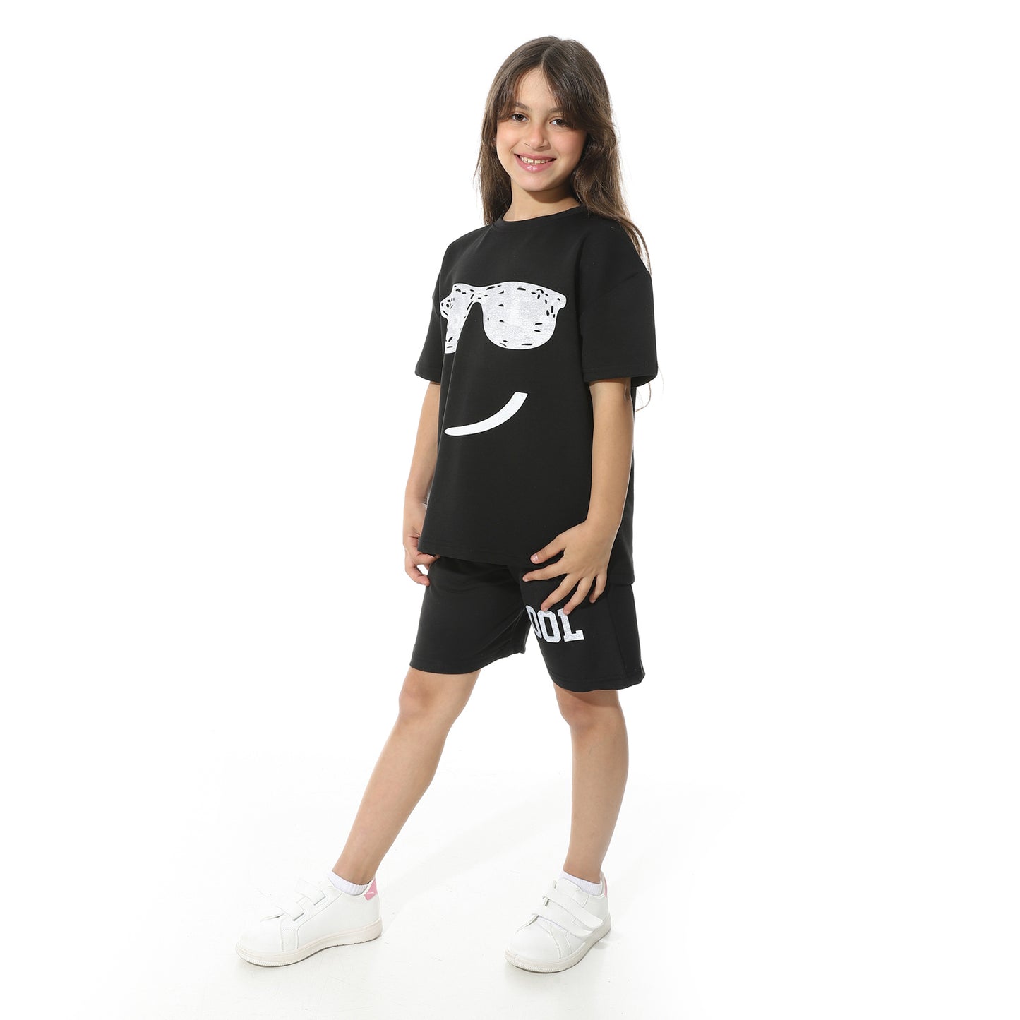 Smiley Glasses Printed Pajama Set with Short for Kids