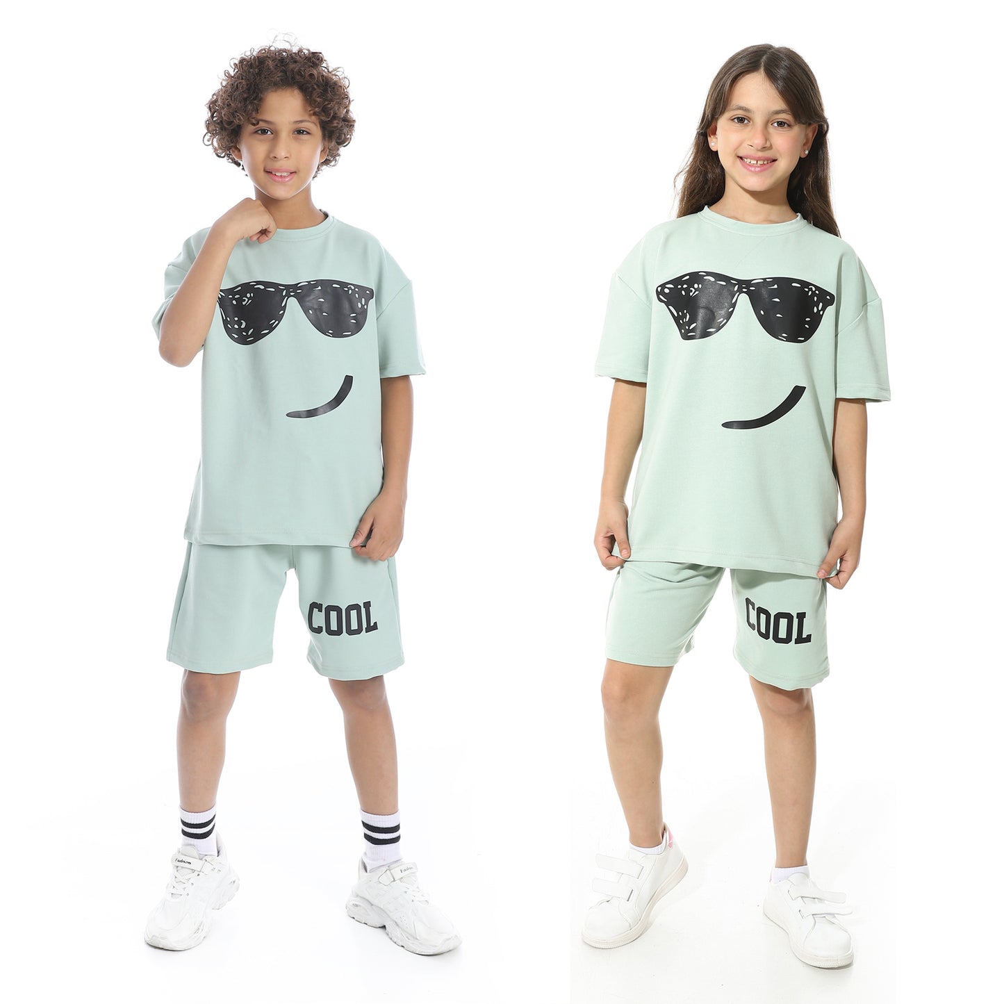 Smiley Glasses Printed Pajama Set with Short for Kids