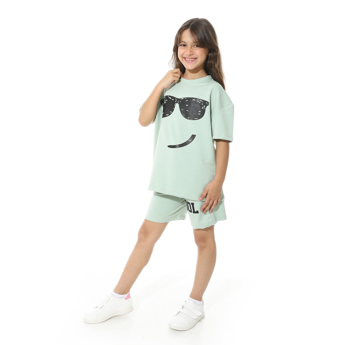 Smiley Glasses Printed Pajama Set with Short for Kids