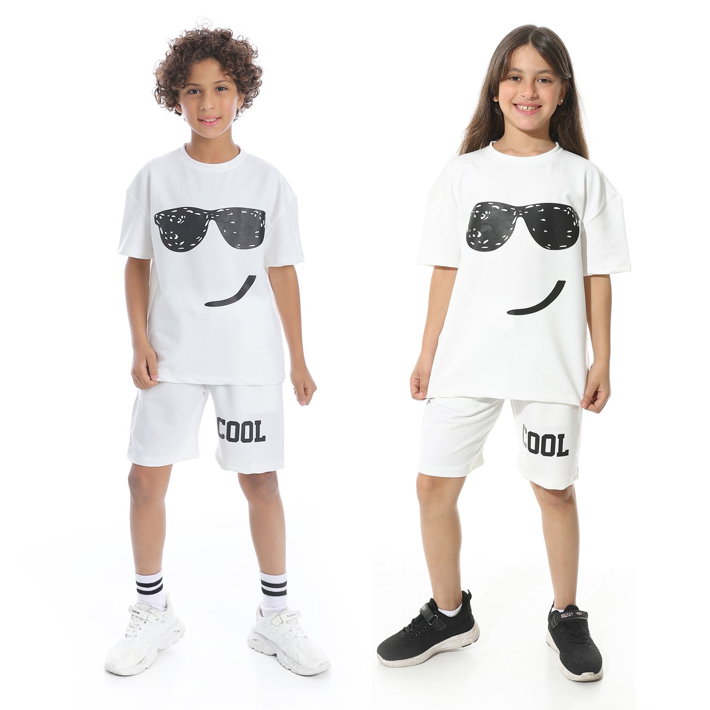 Smiley Glasses Printed Pajama Set with Short for Kids