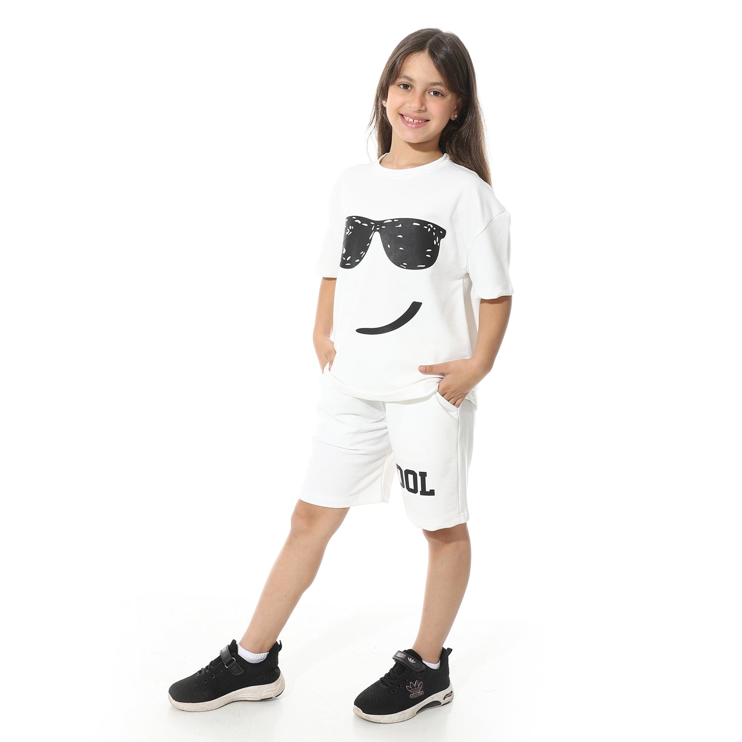 Smiley Glasses Printed Pajama Set with Short for Kids