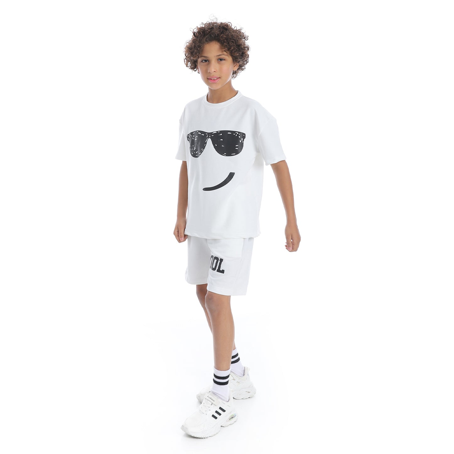 Smiley Glasses Printed Pajama Set with Short for Kids
