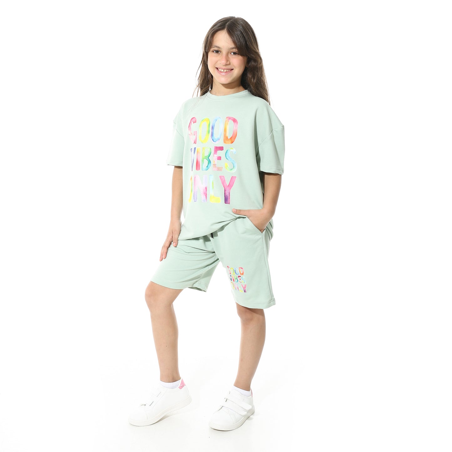 "Good Vibes Only" Printed Pajama Set for Teenagers