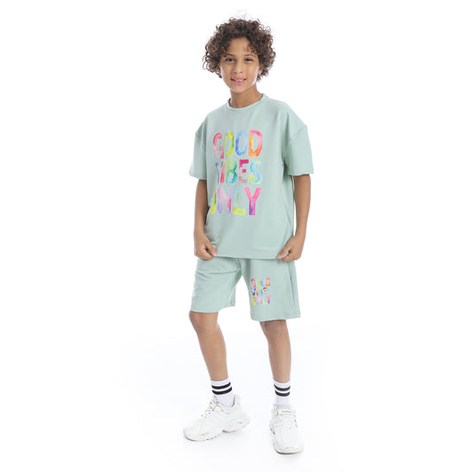 "Good Vibes Only" Printed Pajama Set for Teenagers