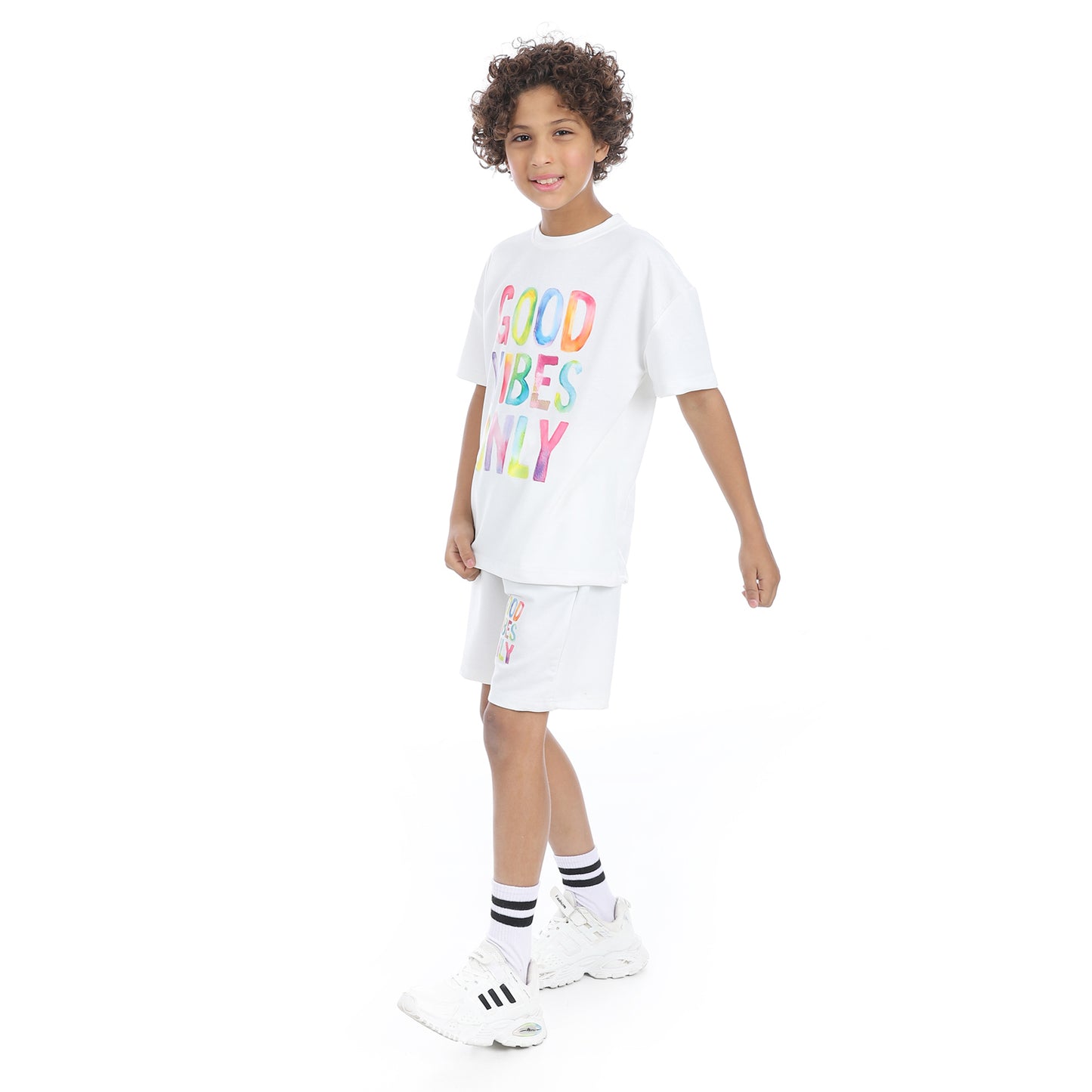 "Good Vibes Only" Printed Pajama Set for Kids