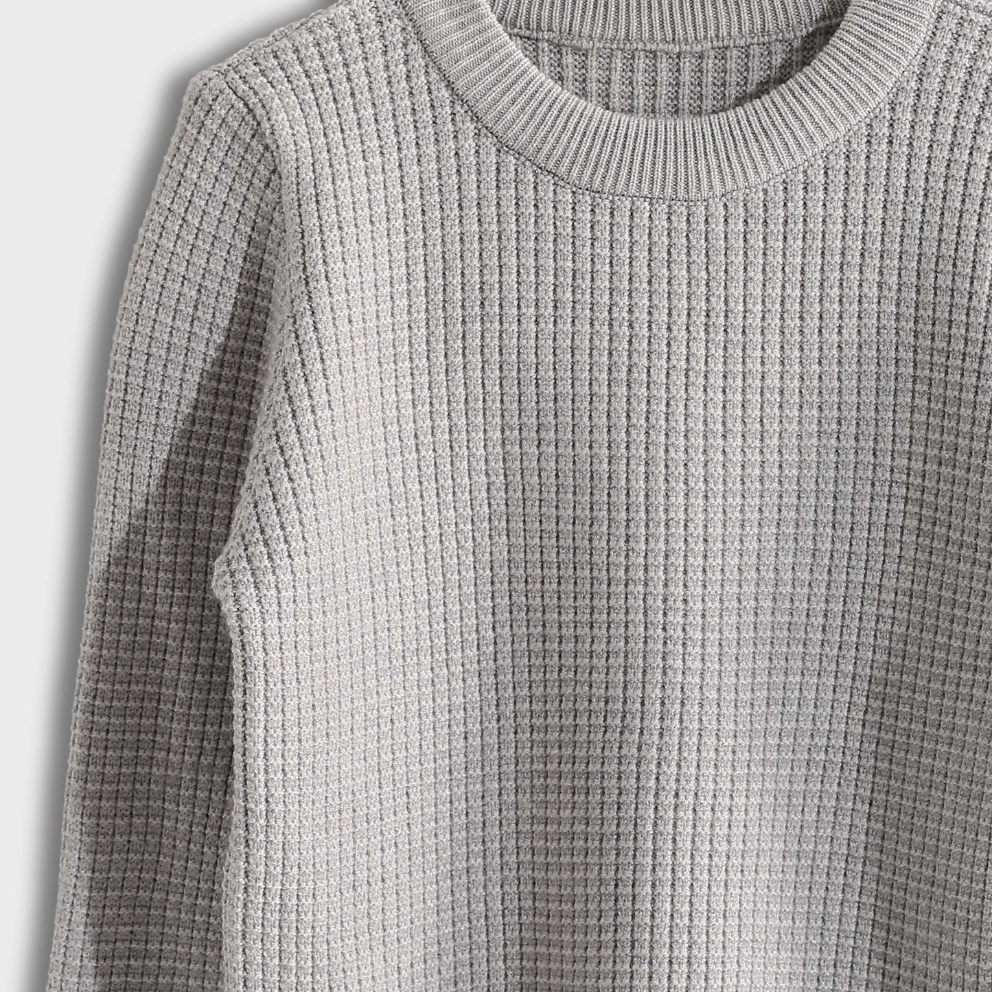 Pullover Round Neck Plain Biscuit - بلوفر بياقة دائرية وطبعة بسكويت سادة
