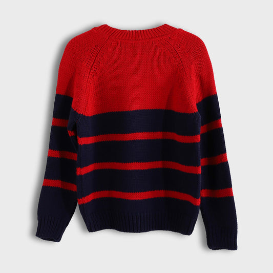 Striped Pullover Crew Bouclette - بلوزة مخططة مع بلوزة دائرية