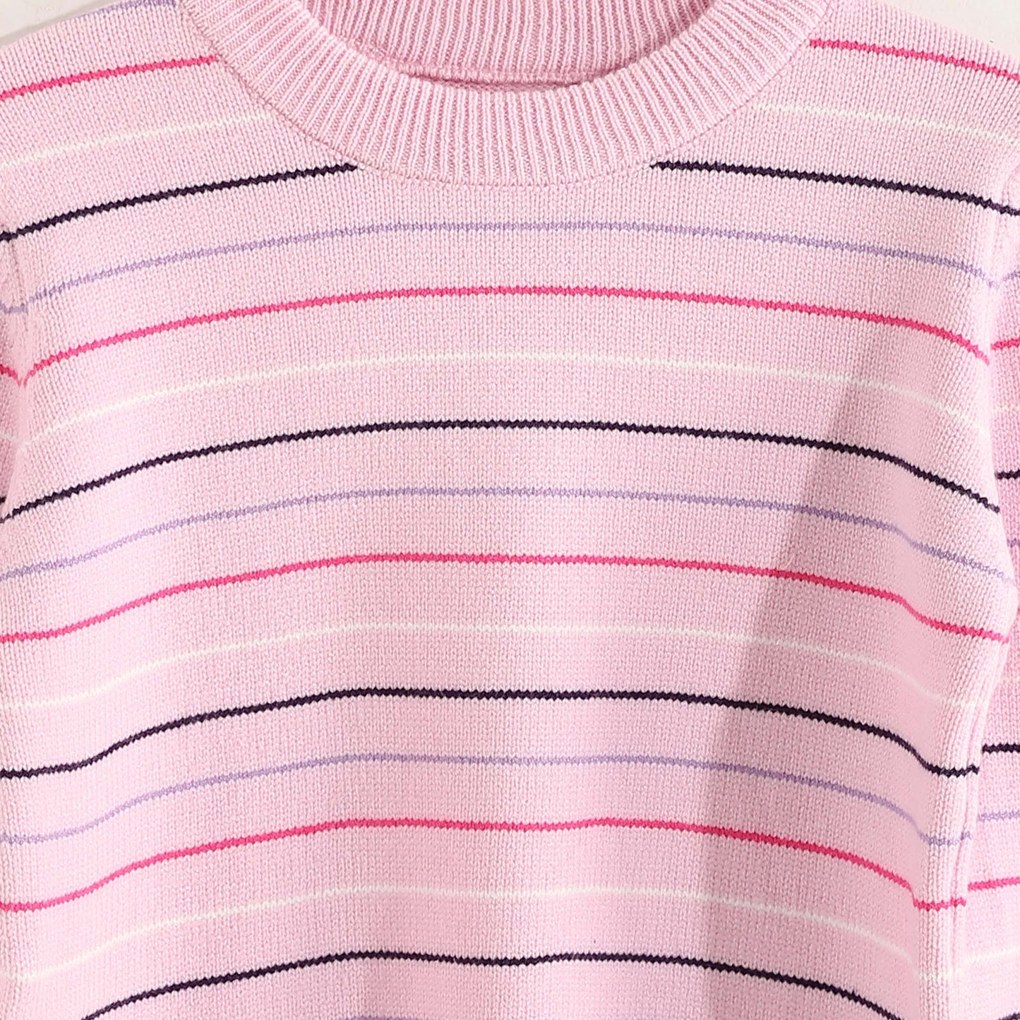 Girls Round Neck Thin Strips Pullover