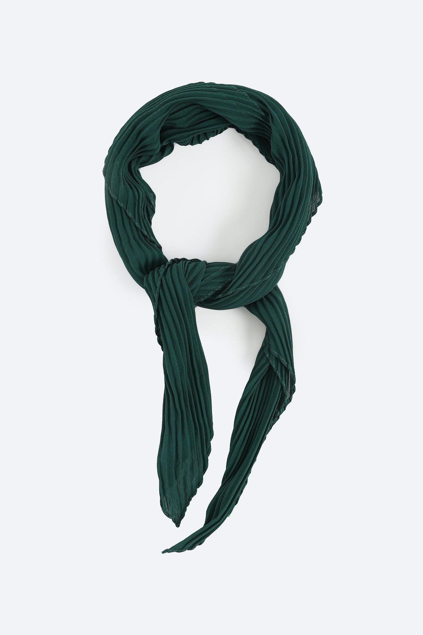 Olive Chiffon Plisse Scarf