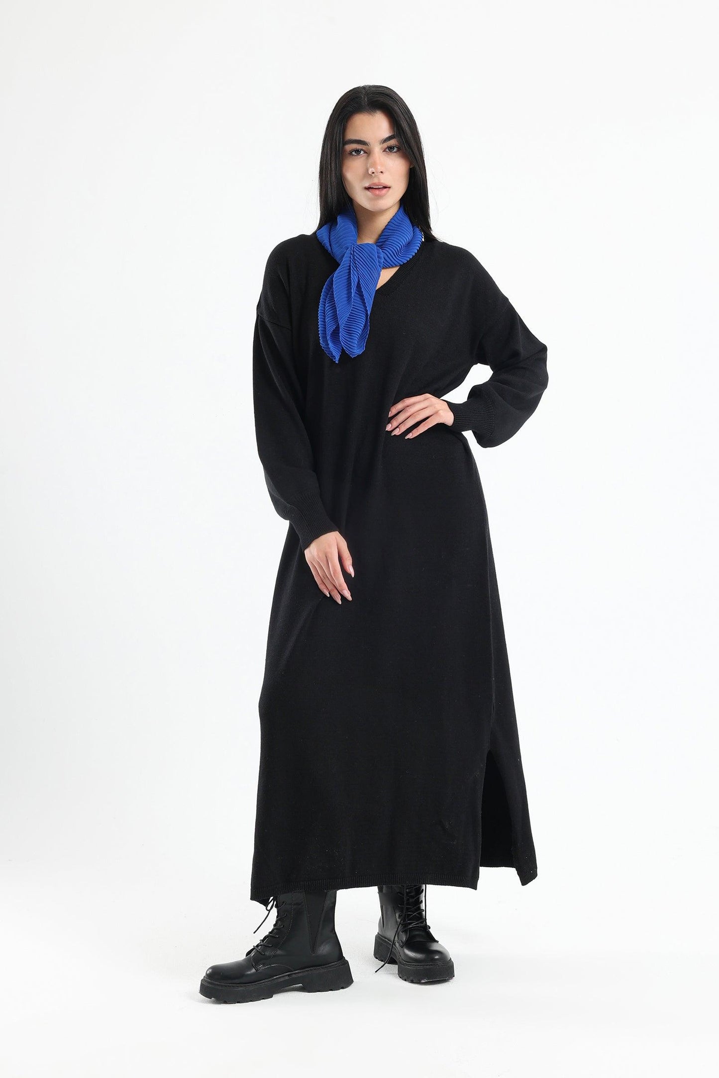 Royal Blue Chiffon Plisse Scarf