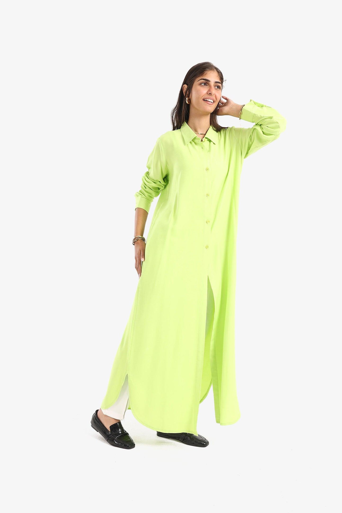 Round Hem Shirt Dress