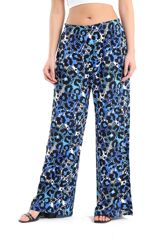 Blue Printed Straight Pants