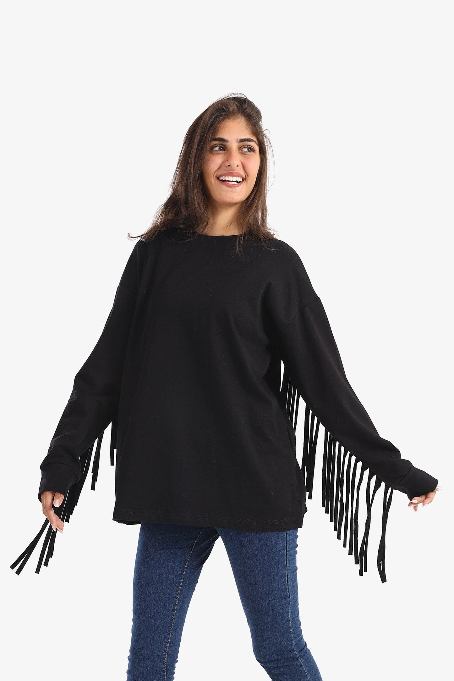 Melton Sweatshirt with Fringes