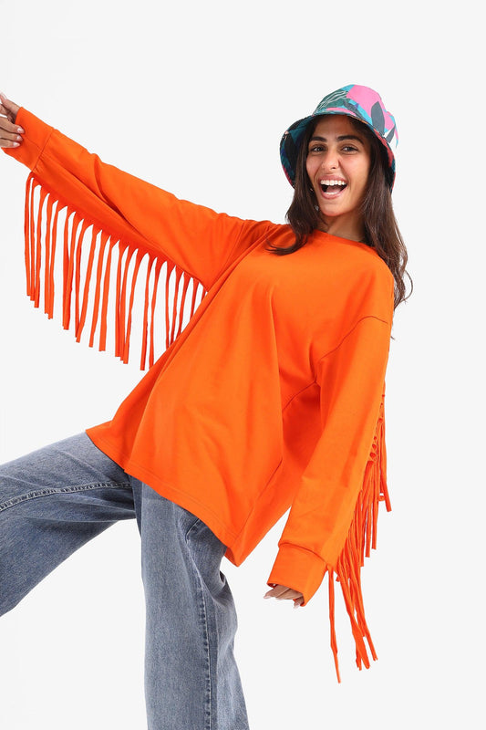 Melton Sweatshirt with Fringes