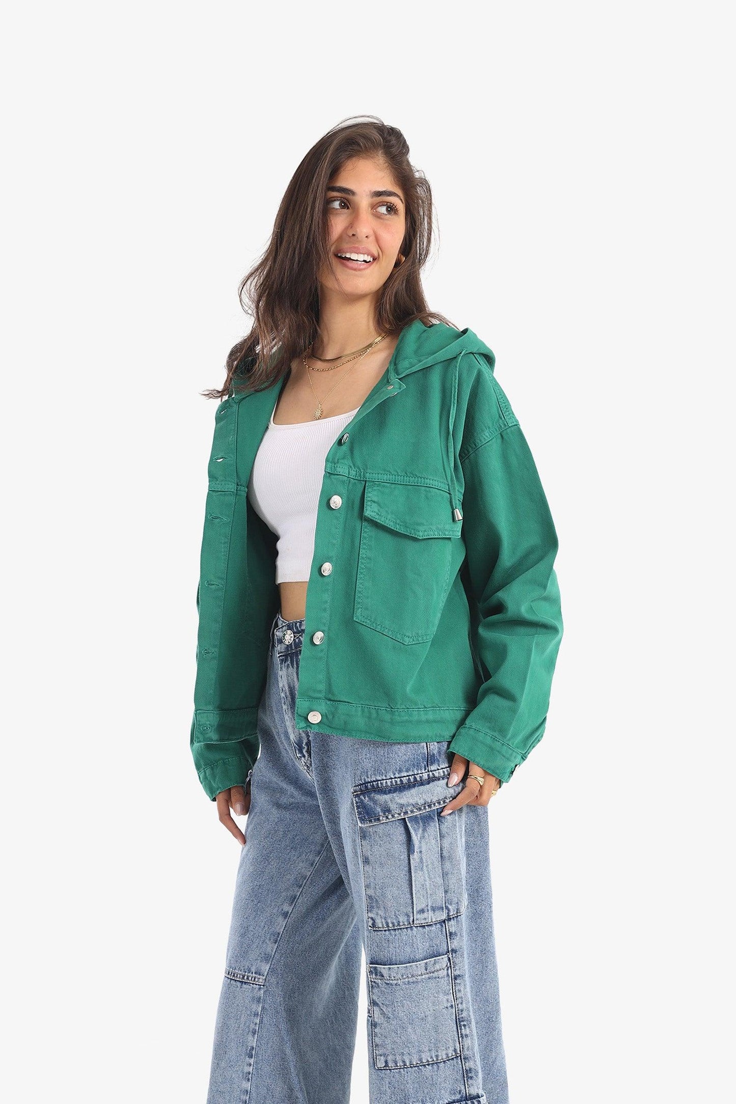 Hooded Oversized Denim Shirt