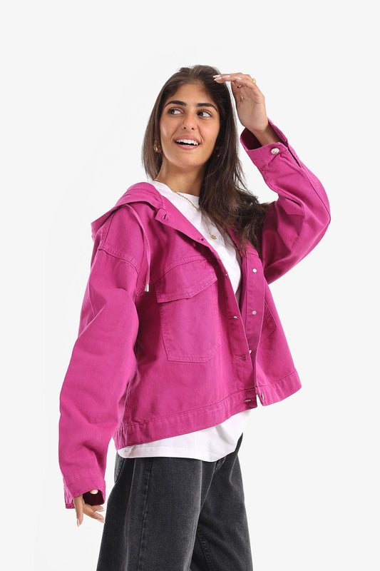 Hooded Oversized Denim Shirt