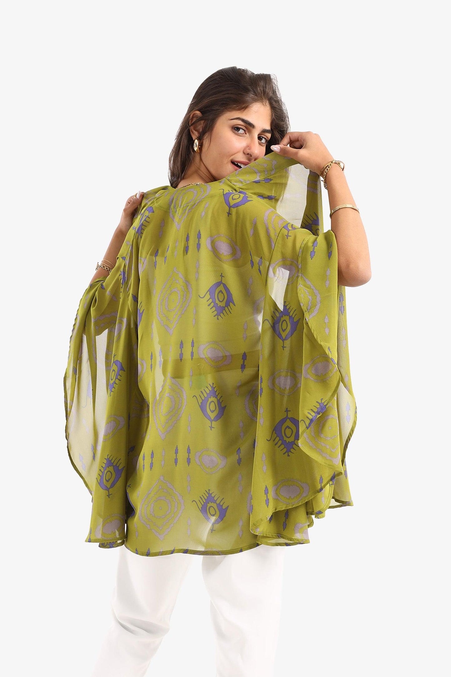 Kimono with Flowy Ruffled Sleeves