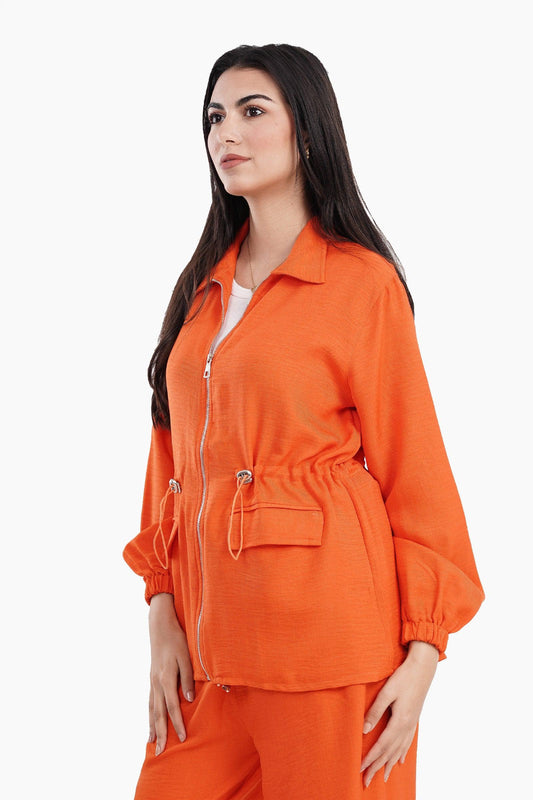 Casaul Jacket with Elastic Waist
