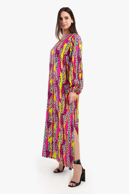 Full Printed Dress with Puffy Sleeves