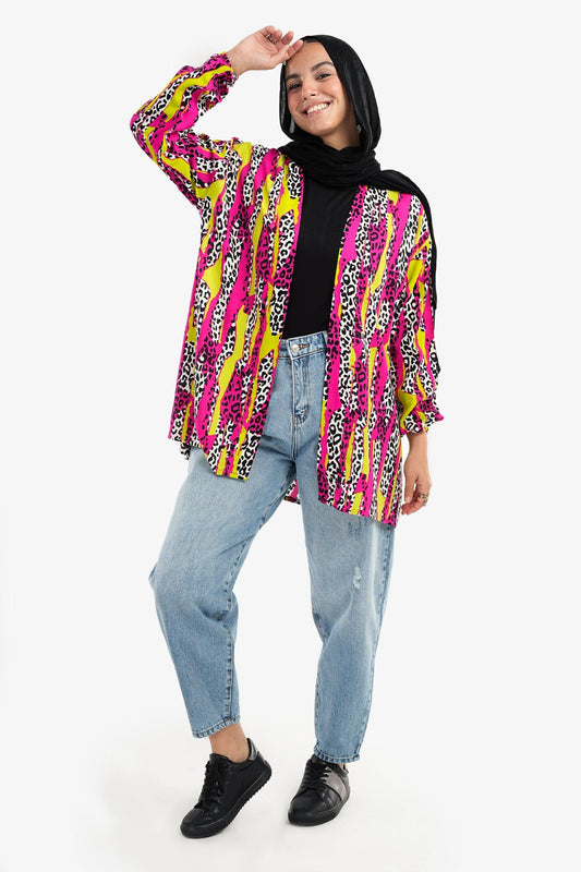 Colorful Kimono with Elastic Cuffs