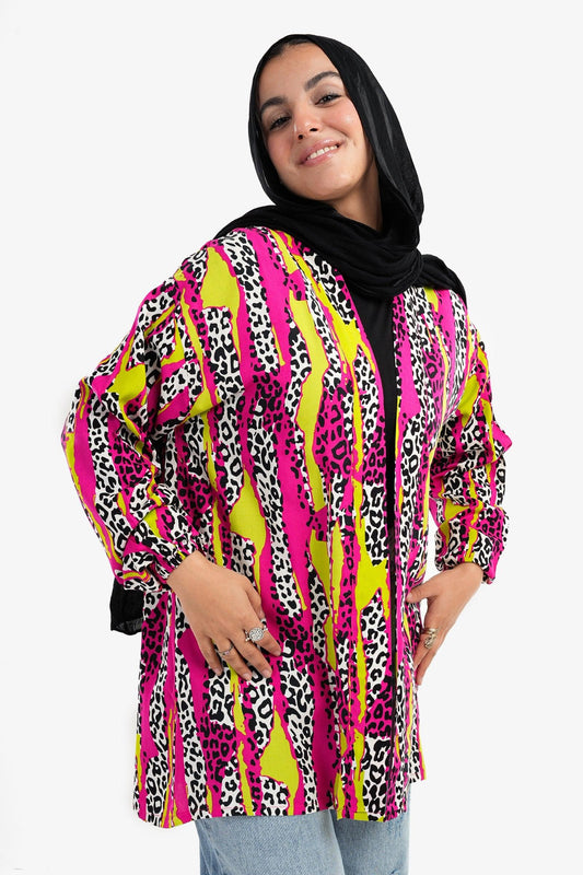 Colorful Kimono with Elastic Cuffs