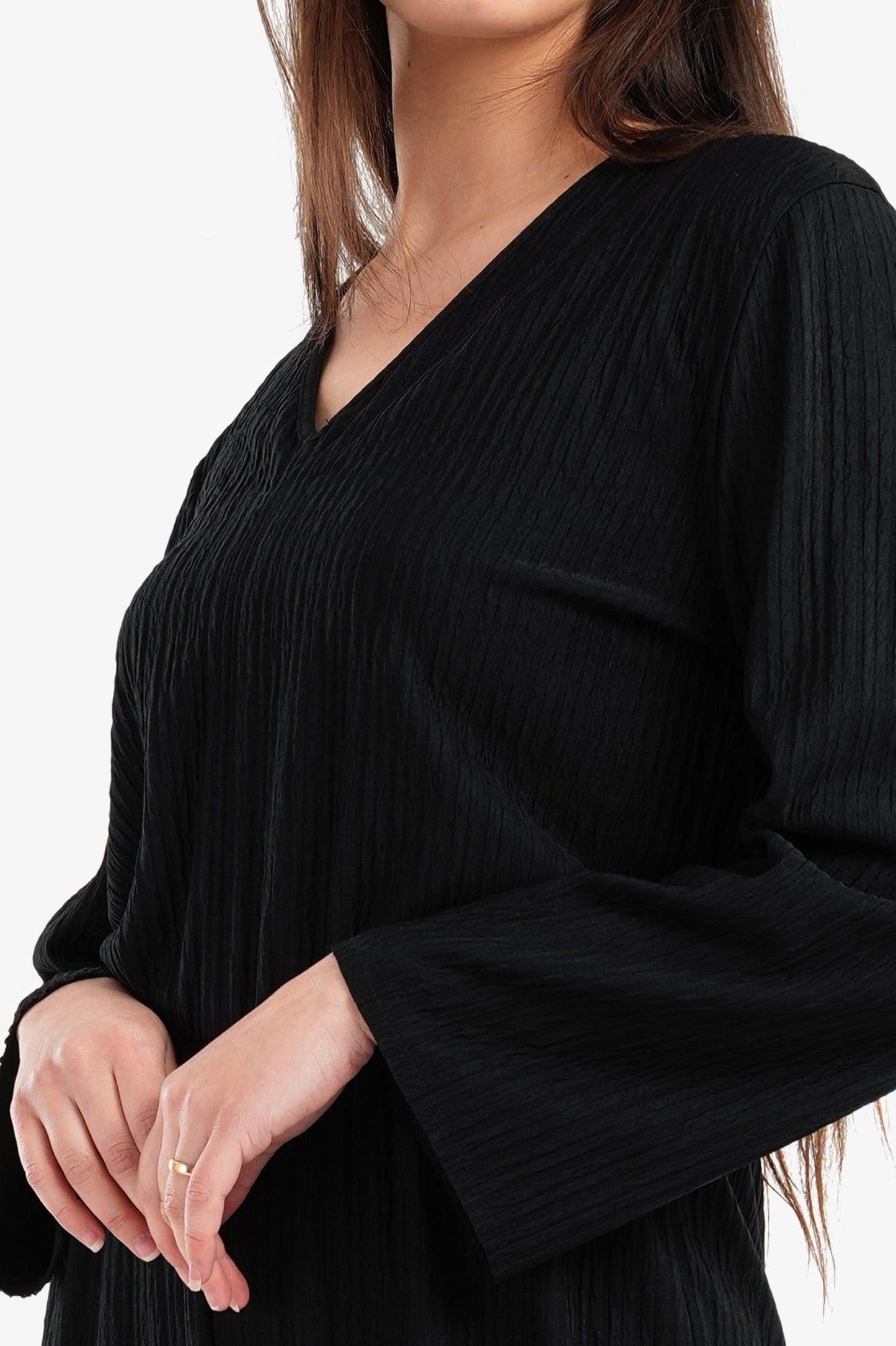 Black Pleated Satin Jumpsuit