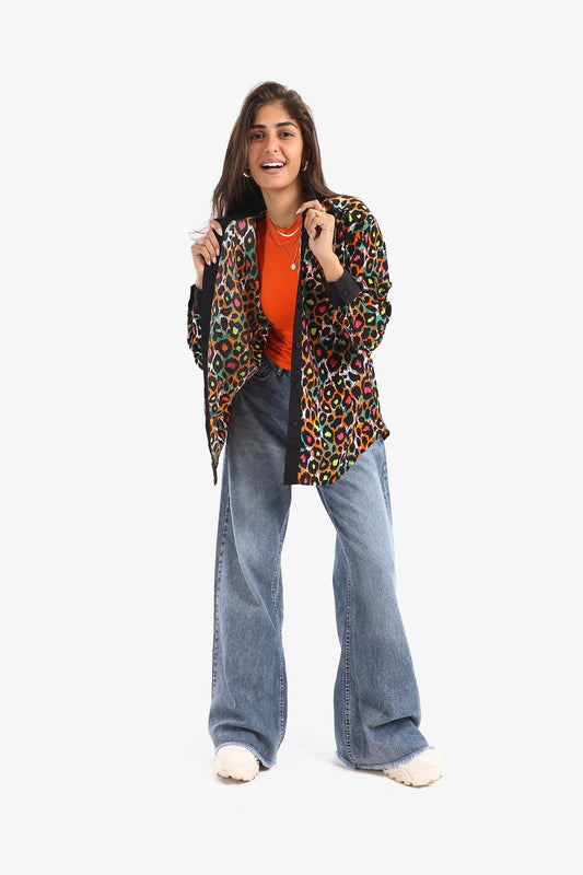 Crepe Leopard Print Shirt