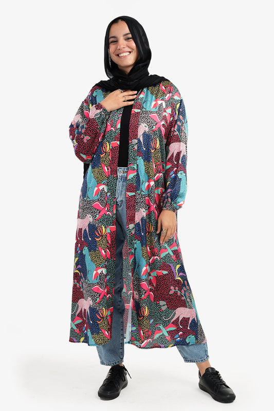 Animal Print Long Kimono
