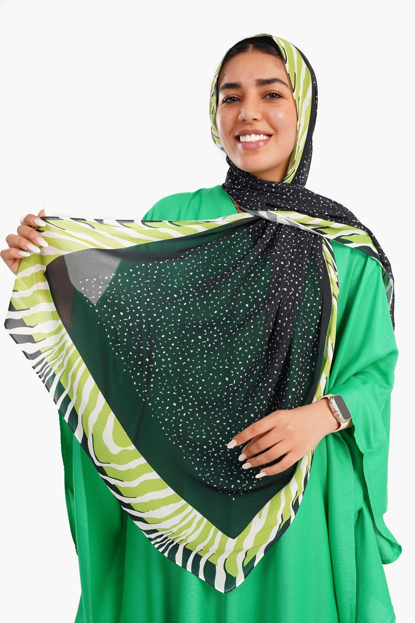 Black Chiffon Printed Scarf