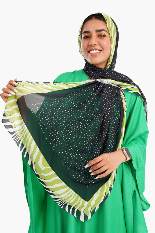 Black Chiffon Printed Scarf