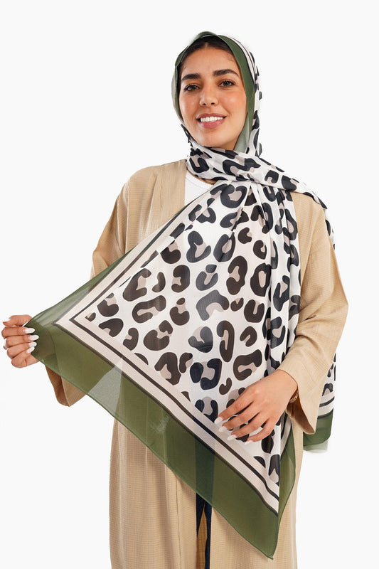 Kakhi Chiffon Printed Scarf