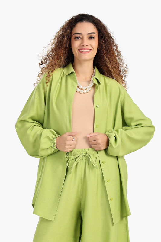 قميص كتان بأكمام طويلة