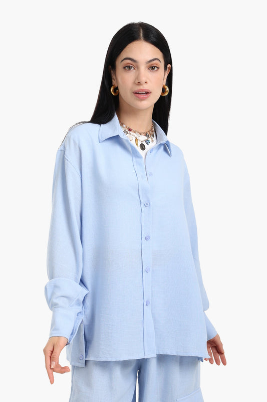 Lounge Shirt with Buttoned Slit