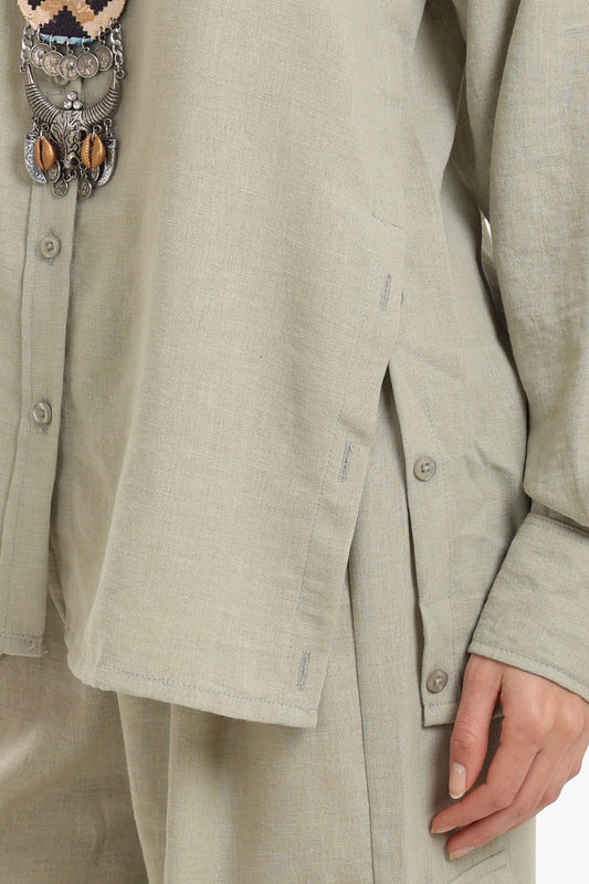 Lounge Shirt with Buttoned Slit