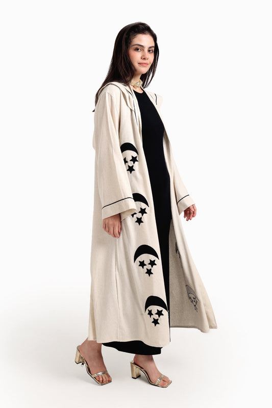 كيمونو الهلال والنجوم باللون البيج