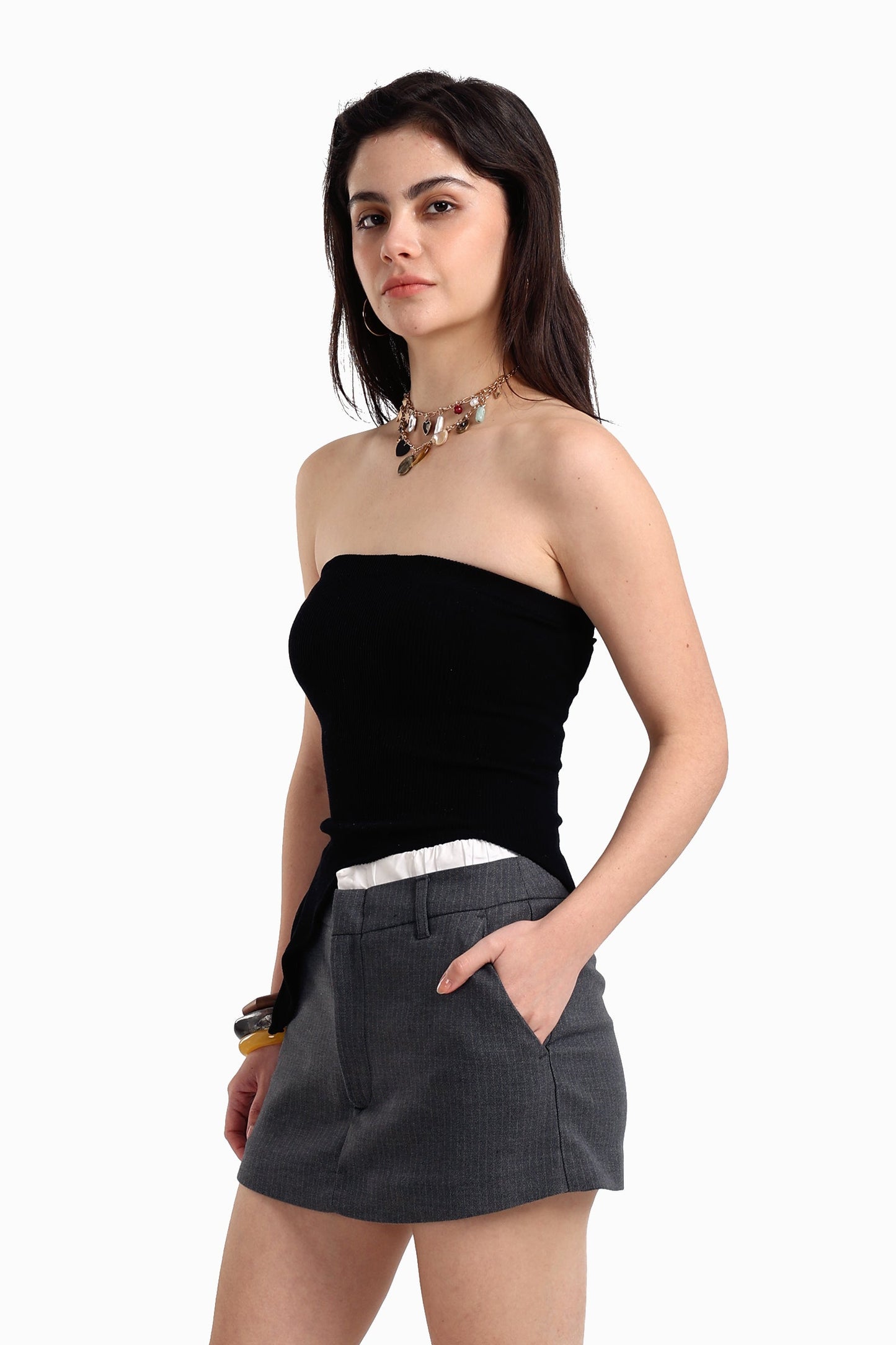 Asymmetrical Strapless Top