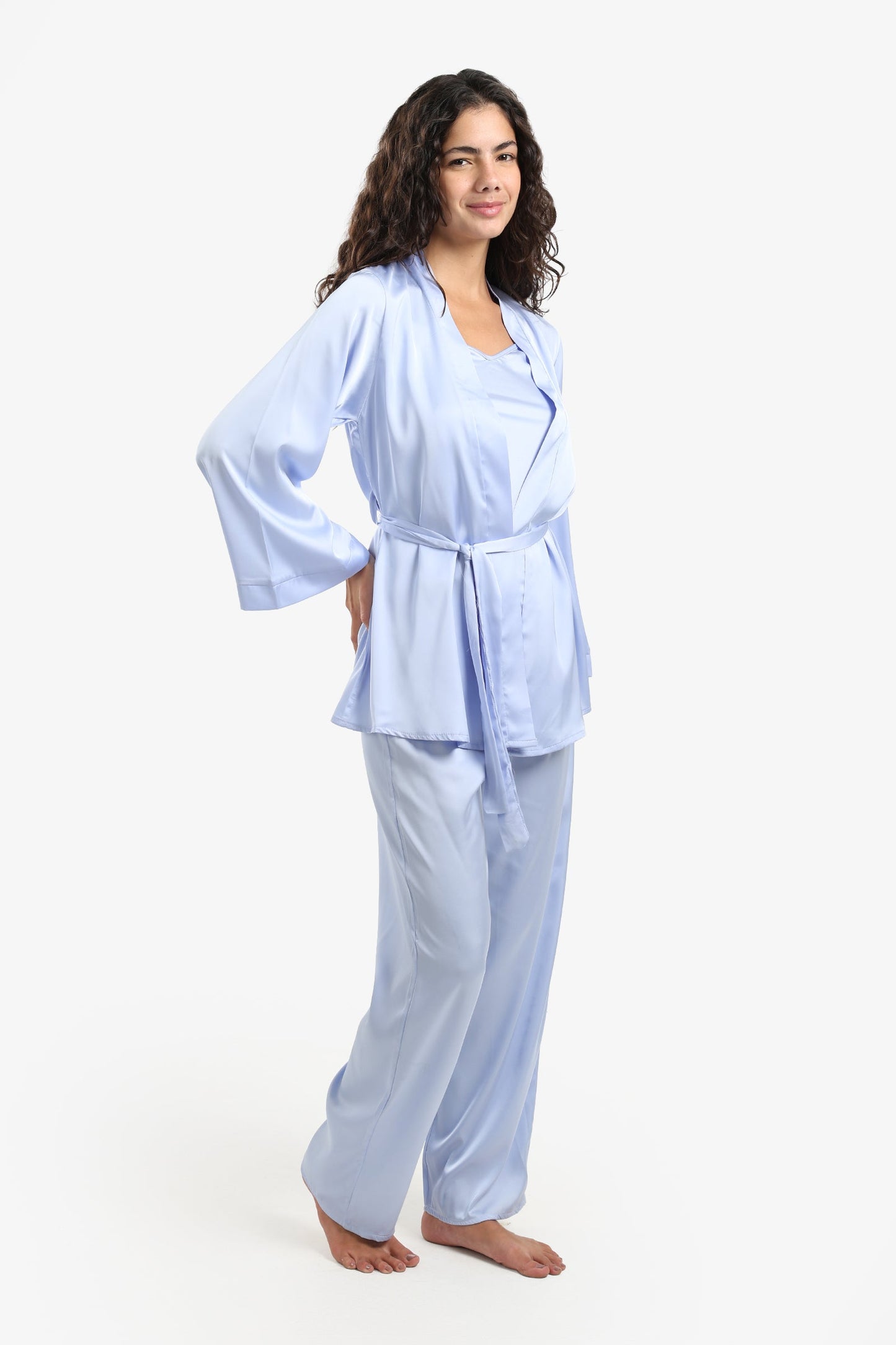 طقم بيجامة أزرق فاتح مكون من 3 قطع