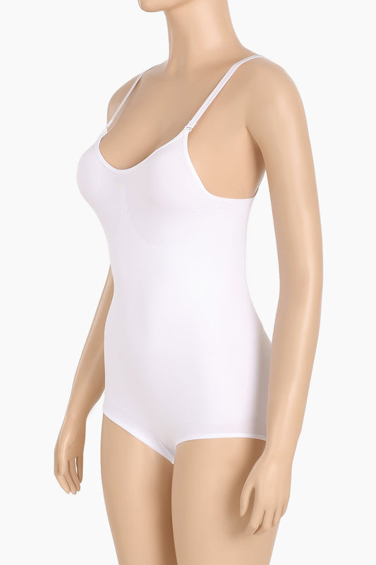 بدلة جسم ضيقة بدون درزات باللون الأبيض