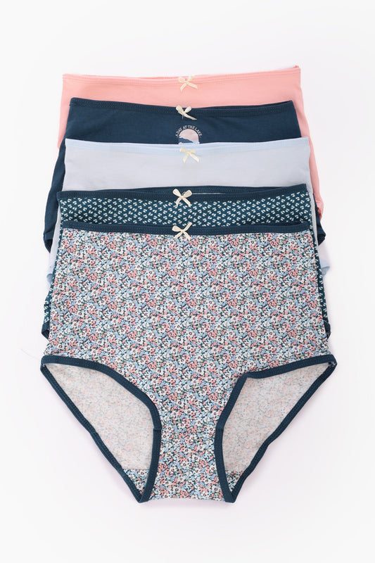 مجموعة من 5 سراويل داخلية كاملة ملونة