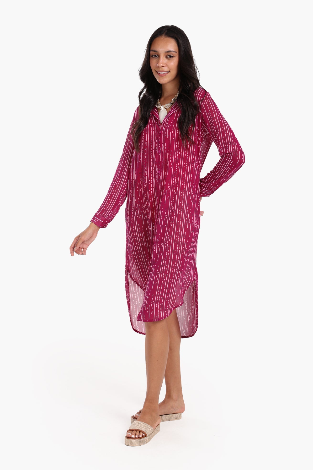 Chiffon Long Sleeves Shirt Dress